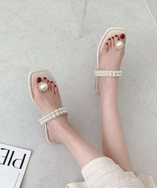 LAC-VERT(ラック・ヴェール)の「パールつっかけサンダル(サンダル・レディース・ブラック/アイボリー・S/M/L)」の22枚目の写真