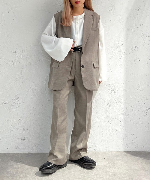 raterate　美品formo フォルモ　チェックベスト　ジレ ジレ(ベスト)/グレー＆ブラック×グレンチェック（V19T03-37A_Q