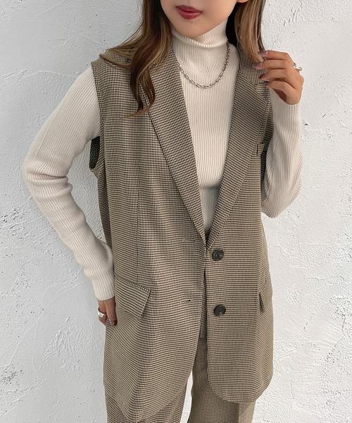 raterate　美品formo フォルモ　チェックベスト　ジレ チェック柄ブロッキングデザインジレ/日本製(ベスト・ジレ) | re