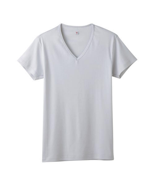 YG(ワイジー)の「YG VネックTシャツ 綿100%(インナーウェア/肌着・メンズ・ブラック/ホワイト/杢グレー・MEDIUM/X-LARGE/XX-LARGE/LARGE)」の3枚目の写真