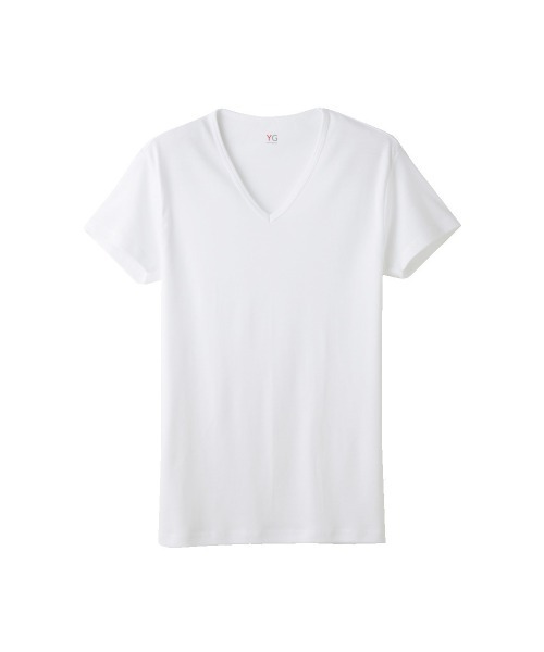 YG(ワイジー)の「YG VネックTシャツ 綿100%(インナーウェア/肌着・メンズ・ブラック/ホワイト/杢グレー・MEDIUM/X-LARGE/XX-LARGE/LARGE)」の1枚目の写真