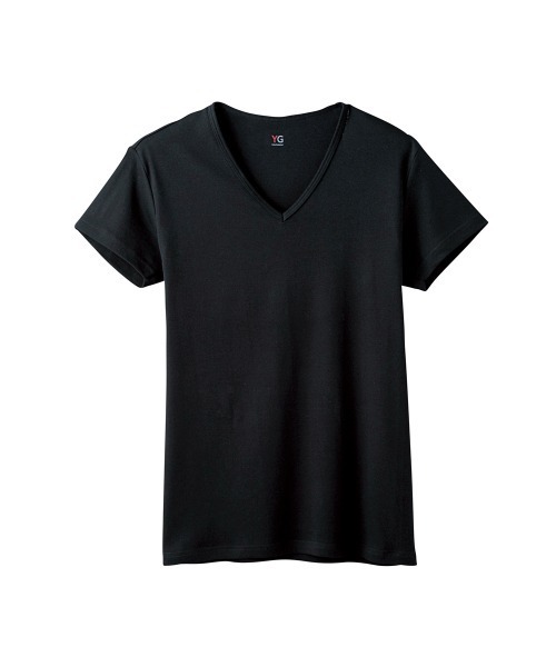 YG(ワイジー)の「YG VネックTシャツ 綿100%(インナーウェア/肌着・メンズ・ブラック/ホワイト/杢グレー・MEDIUM/X-LARGE/XX-LARGE/LARGE)」の2枚目の写真
