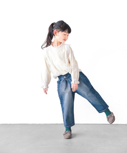 L.COPECK(エルコペック)の「スーペリアデニムラップパンツ(デニムパンツ・キッズ・ネイビー/ブルー・120cm/130cm/110cm/100cm/140cm/90cm)」の2枚目の写真