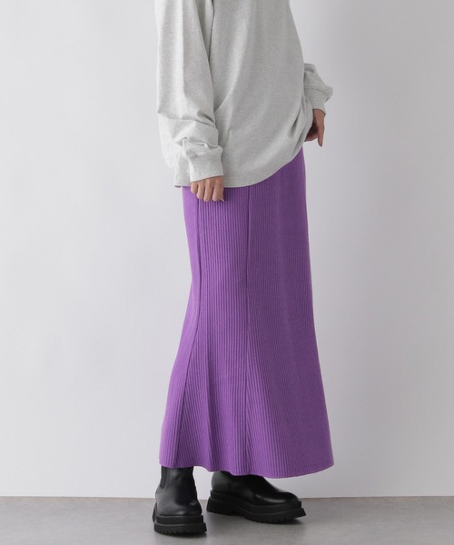 LOWRYS FARM（ローリーズファーム）の「ナゲットリブフレアスカート　165283（スカート・レディース・アイボリー/ブラック/ブラウン/パープル・FREE）」の5枚目の写真