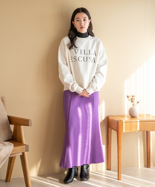 LOWRYS FARM（ローリーズファーム）の「ナゲットリブフレアスカート　165283（スカート・レディース・アイボリー/ブラック/ブラウン/パープル・FREE）」の9枚目の写真