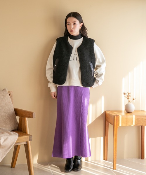 LOWRYS FARM（ローリーズファーム）の「ナゲットリブフレアスカート　165283（スカート・レディース・アイボリー/ブラック/ブラウン/パープル・FREE）」の7枚目の写真