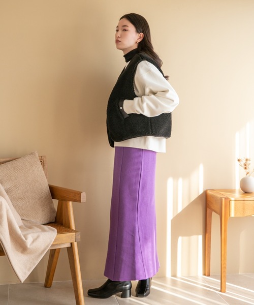 LOWRYS FARM（ローリーズファーム）の「ナゲットリブフレアスカート　165283（スカート・レディース・アイボリー/ブラック/ブラウン/パープル・FREE）」の6枚目の写真