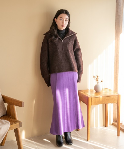 LOWRYS FARM（ローリーズファーム）の「ナゲットリブフレアスカート　165283（スカート・レディース・アイボリー/ブラック/ブラウン/パープル・FREE）」の10枚目の写真