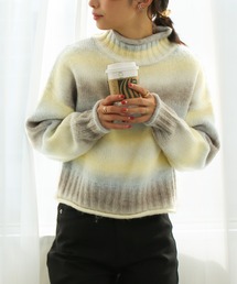 クロップドグラデーションミックスカラーニット