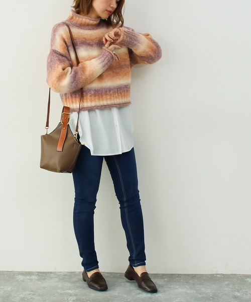 Social GIRL（ソーシャルガール）の「クロップドグラデーションミックスカラーニット（ニット/セーター・レディース・オレンジ/パープル/イエロー/グリーン・M）」の16枚目の写真