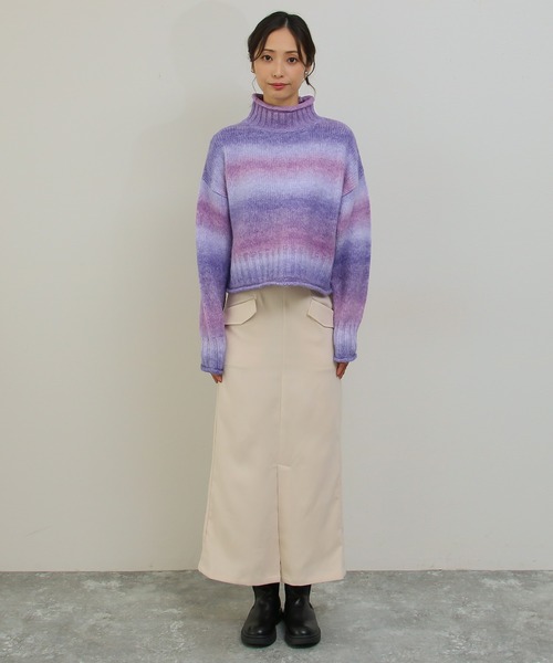 Social GIRL（ソーシャルガール）の「クロップドグラデーションミックスカラーニット（ニット/セーター・レディース・オレンジ/パープル/イエロー/グリーン・M）」の6枚目の写真