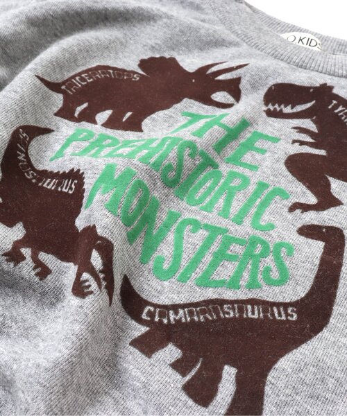 F.O.KIDS(エフオーキッズ)の「DINOSAURS シルエットトレーナー(スウェット・キッズ・グレー/カーキ/キナリ・120/95/90/80/100/110/140/130)」の7枚目の写真
