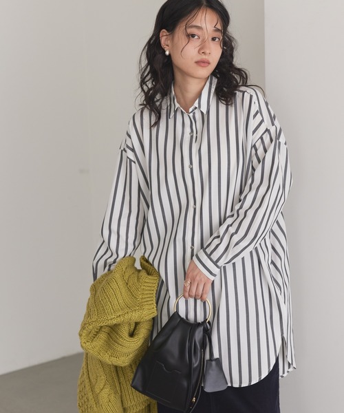 AMERICAN HOLIC(アメリカンホリック)の「ドットボタンシャツチュニック(シャツ/ブラウス・レディース・サックスブルー/ブラック系その他2/ブラウン系その他4・M/L)」の1枚目の写真