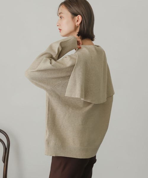 SENSE OF PLACE by URBAN RESEARCH（センスオブプレイスバイアーバンリサーチ）の「セーラーカラーハーフジップセーター（ニット/セーター・レディース・ブラック/ライトベージュ/グリーン・ONE）」の5枚目の写真