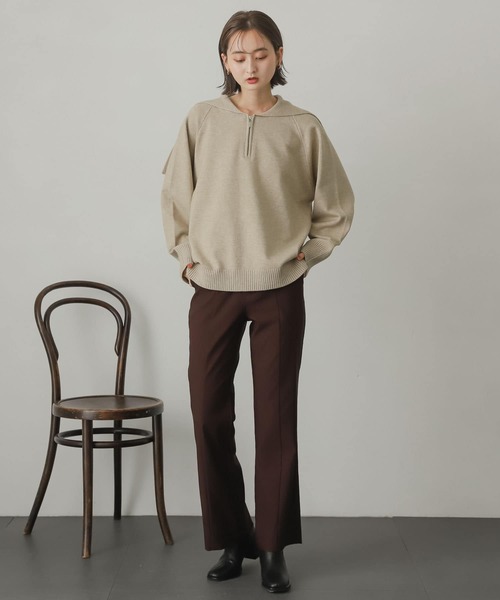 SENSE OF PLACE by URBAN RESEARCH（センスオブプレイスバイアーバンリサーチ）の「セーラーカラーハーフジップセーター（ニット/セーター・レディース・ブラック/ライトベージュ/グリーン・ONE）」の7枚目の写真