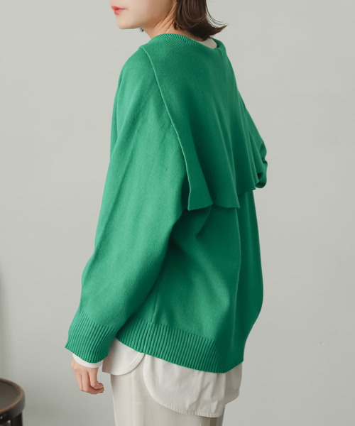 SENSE OF PLACE by URBAN RESEARCH（センスオブプレイスバイアーバンリサーチ）の「セーラーカラーハーフジップセーター（ニット/セーター・レディース・ブラック/ライトベージュ/グリーン・ONE）」の13枚目の写真