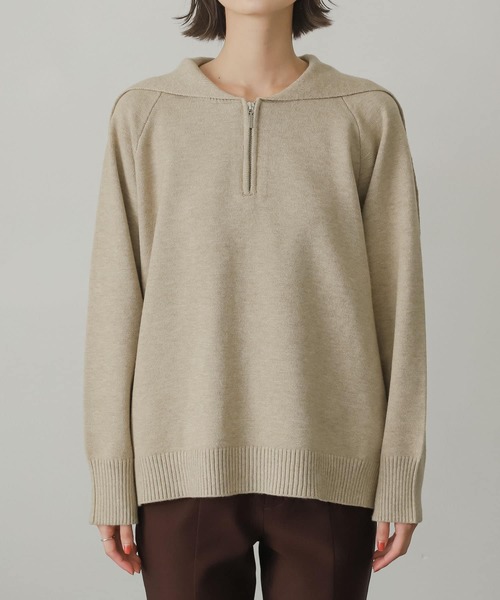 SENSE OF PLACE by URBAN RESEARCH（センスオブプレイスバイアーバンリサーチ）の「セーラーカラーハーフジップセーター（ニット/セーター・レディース・ブラック/ライトベージュ/グリーン・ONE）」の18枚目の写真