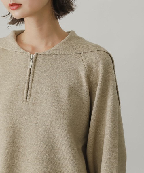 SENSE OF PLACE by URBAN RESEARCH（センスオブプレイスバイアーバンリサーチ）の「セーラーカラーハーフジップセーター（ニット/セーター・レディース・ブラック/ライトベージュ/グリーン・ONE）」の21枚目の写真