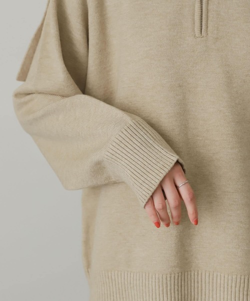 SENSE OF PLACE by URBAN RESEARCH（センスオブプレイスバイアーバンリサーチ）の「セーラーカラーハーフジップセーター（ニット/セーター・レディース・ブラック/ライトベージュ/グリーン・ONE）」の22枚目の写真