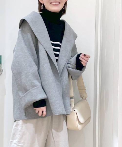 studio CLIP（スタディオクリップ）の「ナチュラル着流しハーフコート（その他アウター・レディース・ネイビー/モカ/グレー・FREE/PF）」の2枚目の写真