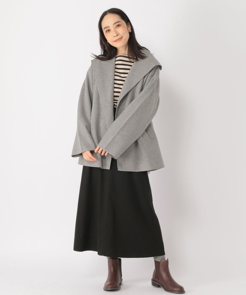 studio CLIP（スタディオクリップ）の「ナチュラル着流しハーフコート（その他アウター・レディース・ネイビー/モカ/グレー・FREE/PF）」の11枚目の写真