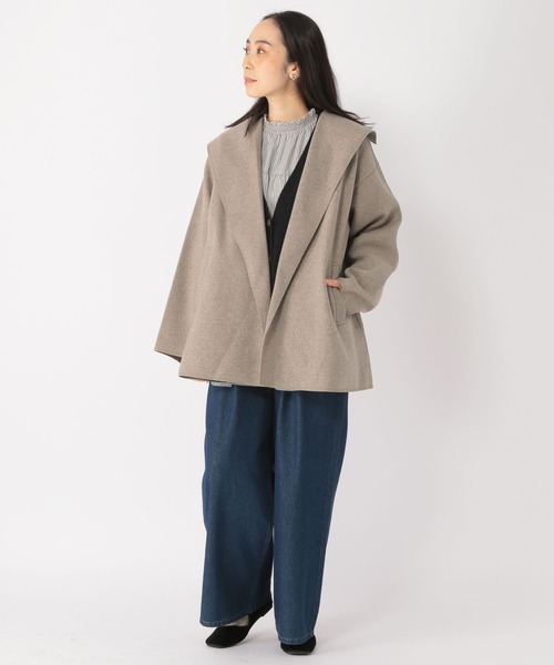 studio CLIP（スタディオクリップ）の「ナチュラル着流しハーフコート（その他アウター・レディース・ネイビー/モカ/グレー・FREE/PF）」の7枚目の写真