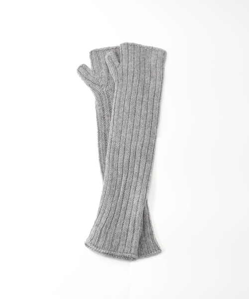 WILLIAM BRUNTON(ウィリアムブラントン)の「【WILLIAM BRUNTON/ウィリアム ブラントン】 リブロングリストウォーマー(手袋・レディース・チャコールグレー/ベージュ・FREE)」の2枚目の写真