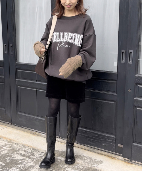 WILLIAM BRUNTON(ウィリアムブラントン)の「【WILLIAM BRUNTON/ウィリアム ブラントン】 リブロングリストウォーマー(手袋・レディース・チャコールグレー/ベージュ・FREE)」の3枚目の写真