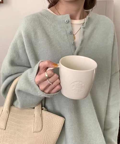 Girly Doll(ガーリードール)の「ヘンリーネックニットセーター(ニット/セーター・レディース・ブルー/ホワイト/ピンク/グリーン/オレンジ/イエロー・F)」の12枚目の写真