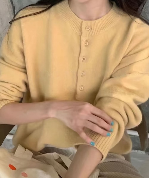 Girly Doll(ガーリードール)の「ヘンリーネックニットセーター(ニット/セーター・レディース・ブルー/ホワイト/ピンク/グリーン/オレンジ/イエロー・F)」の10枚目の写真