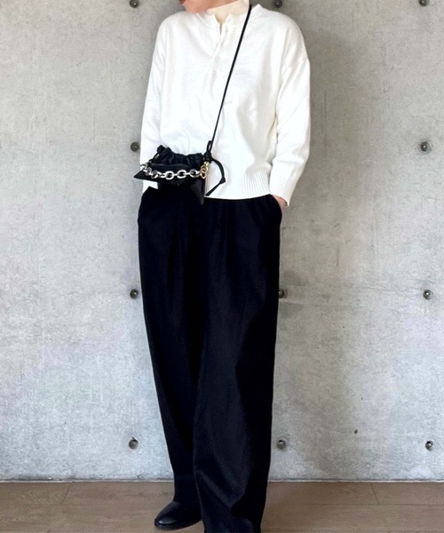 Girly Doll(ガーリードール)の「ヘンリーネックニットセーター(ニット/セーター・レディース・ブルー/ホワイト/ピンク/グリーン/オレンジ/イエロー・F)」の18枚目の写真