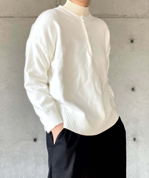 Girly Doll(ガーリードール)の「ヘンリーネックニットセーター(ニット/セーター・レディース・ブルー/ホワイト/ピンク/グリーン/オレンジ/イエロー・F)」の16枚目の写真