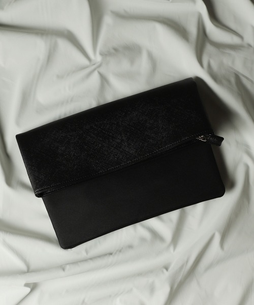 UNION STATION（ユニオンステーション）の「シンセティックレザー２WAYクラッチバッグ/ショルダーバッグ（クラッチバッグ・メンズ・グレー/ブラック/ダークネイビー・FREE）」の2枚目の写真