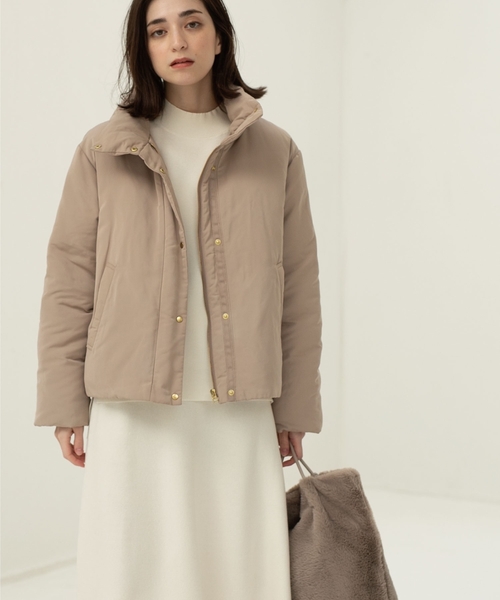 OPAQUE.CLIP（オペークドットクリップ）の「◆パフィージャケット【リサイクルポリエステル】（ブルゾン・レディース・ベージュ/アイボリー/ブラック・34/36/38/40/42）」の4枚目の写真