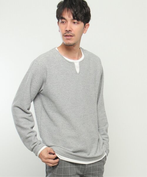 ikka(イッカ)の「ワッフルキーネックレイヤード(Tシャツ/カットソー・メンズ・ブラック/オリーブ/ベージュ/ブルー/グレー/ピンク・L/XL/M/S)」の17枚目の写真