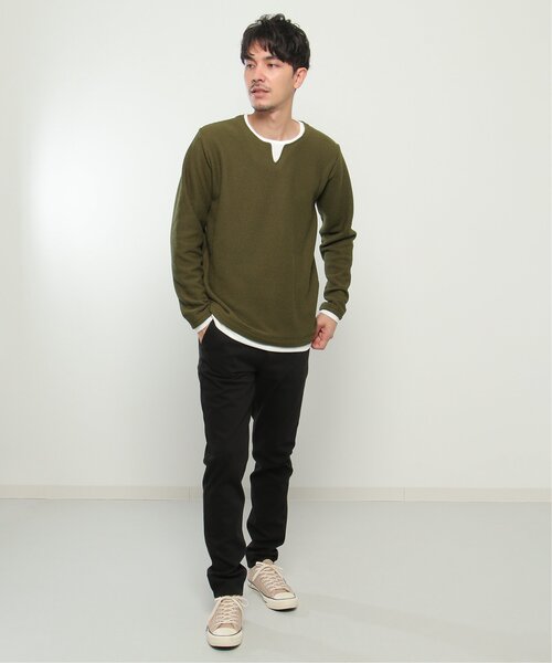 ikka(イッカ)の「ワッフルキーネックレイヤード(Tシャツ/カットソー・メンズ・ブラック/オリーブ/ベージュ/ブルー/グレー/ピンク・L/XL/M/S)」の15枚目の写真