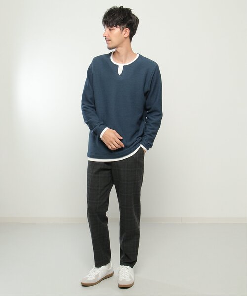 ikka(イッカ)の「ワッフルキーネックレイヤード(Tシャツ/カットソー・メンズ・ブラック/オリーブ/ベージュ/ブルー/グレー/ピンク・L/XL/M/S)」の7枚目の写真