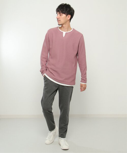 ikka(イッカ)の「ワッフルキーネックレイヤード(Tシャツ/カットソー・メンズ・ブラック/オリーブ/ベージュ/ブルー/グレー/ピンク・L/XL/M/S)」の22枚目の写真