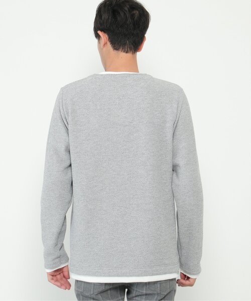 ikka(イッカ)の「ワッフルキーネックレイヤード(Tシャツ/カットソー・メンズ・ブラック/オリーブ/ベージュ/ブルー/グレー/ピンク・L/XL/M/S)」の14枚目の写真