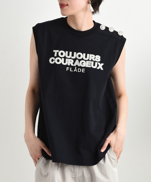 blanc basque（ブランバスク）の「【BLANC basque】クラシック天竺アイビー釦ノースリＴシャツ（Tシャツ/カットソー・レディース・ブラック/ホワイト・FREE）」の2枚目の写真