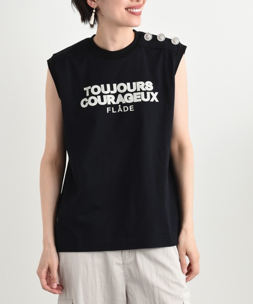 blanc basque（ブランバスク）の「【BLANC basque】クラシック天竺アイビー釦ノースリＴシャツ（Tシャツ/カットソー・レディース・ブラック/ホワイト・FREE）」の3枚目の写真