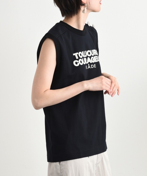 blanc basque（ブランバスク）の「【BLANC basque】クラシック天竺アイビー釦ノースリＴシャツ（Tシャツ/カットソー・レディース・ブラック/ホワイト・FREE）」の4枚目の写真