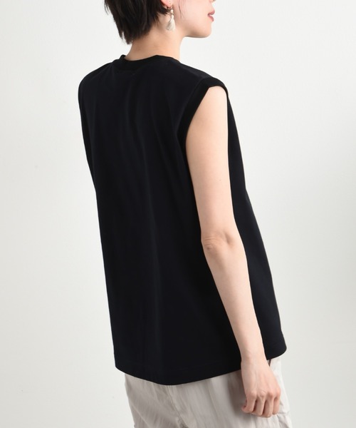 blanc basque（ブランバスク）の「【BLANC basque】クラシック天竺アイビー釦ノースリＴシャツ（Tシャツ/カットソー・レディース・ブラック/ホワイト・FREE）」の5枚目の写真