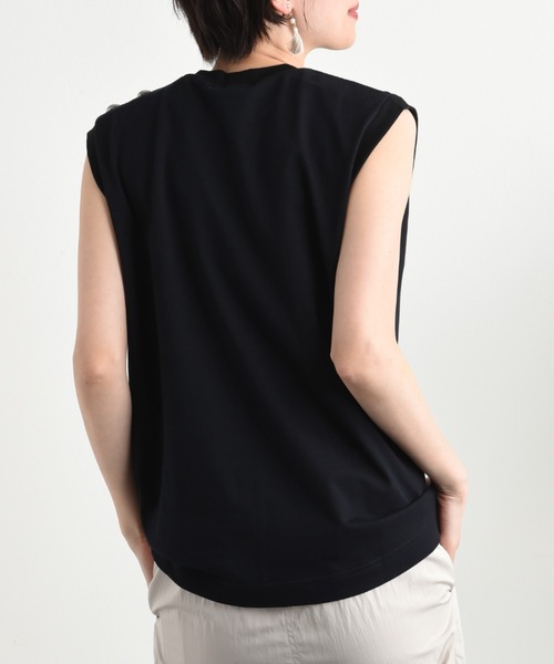 blanc basque（ブランバスク）の「【BLANC basque】クラシック天竺アイビー釦ノースリＴシャツ（Tシャツ/カットソー・レディース・ブラック/ホワイト・FREE）」の6枚目の写真