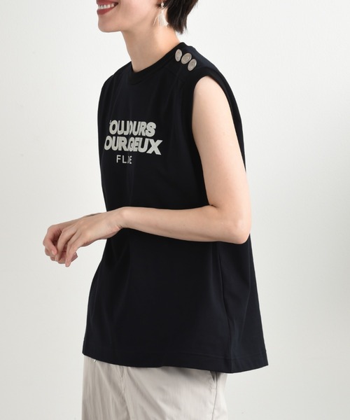 blanc basque（ブランバスク）の「【BLANC basque】クラシック天竺アイビー釦ノースリＴシャツ（Tシャツ/カットソー・レディース・ブラック/ホワイト・FREE）」の7枚目の写真