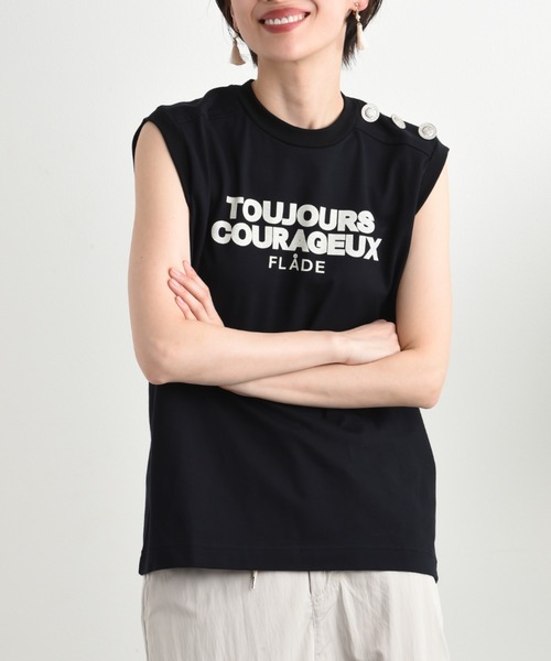 blanc basque（ブランバスク）の「【BLANC basque】クラシック天竺アイビー釦ノースリＴシャツ（Tシャツ/カットソー・レディース・ブラック/ホワイト・FREE）」の8枚目の写真