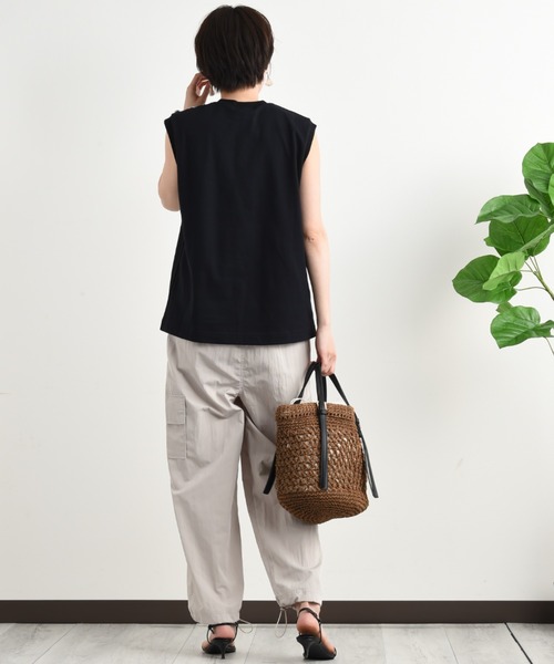 blanc basque（ブランバスク）の「【BLANC basque】クラシック天竺アイビー釦ノースリＴシャツ（Tシャツ/カットソー・レディース・ブラック/ホワイト・FREE）」の11枚目の写真