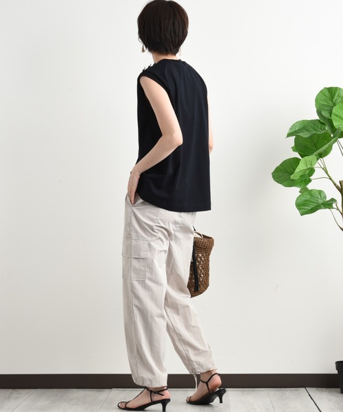 blanc basque（ブランバスク）の「【BLANC basque】クラシック天竺アイビー釦ノースリＴシャツ（Tシャツ/カットソー・レディース・ブラック/ホワイト・FREE）」の12枚目の写真