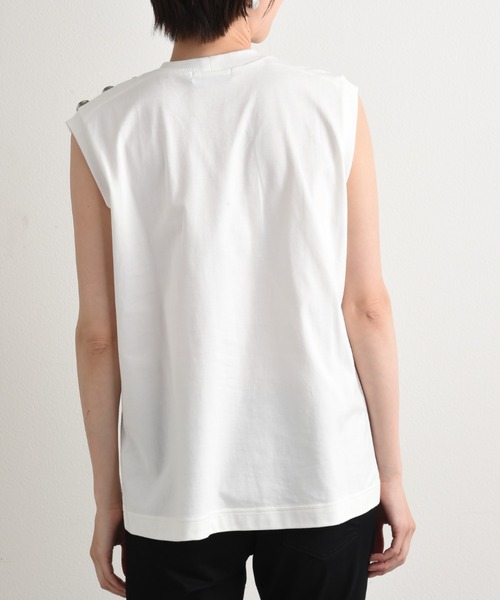 blanc basque（ブランバスク）の「【BLANC basque】クラシック天竺アイビー釦ノースリＴシャツ（Tシャツ/カットソー・レディース・ブラック/ホワイト・FREE）」の18枚目の写真