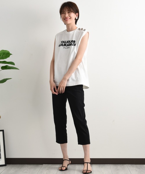 blanc basque（ブランバスク）の「【BLANC basque】クラシック天竺アイビー釦ノースリＴシャツ（Tシャツ/カットソー・レディース・ブラック/ホワイト・FREE）」の20枚目の写真